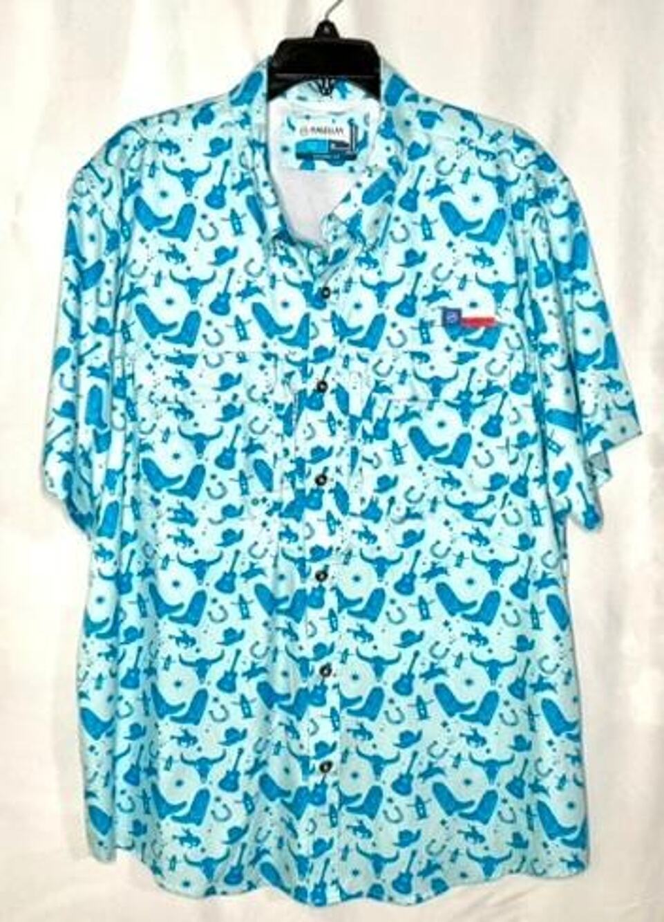 Magellan Outdoors Texas Fish Gear Shirt Mens XL Blue Western Cowboy Fishing NWOT
